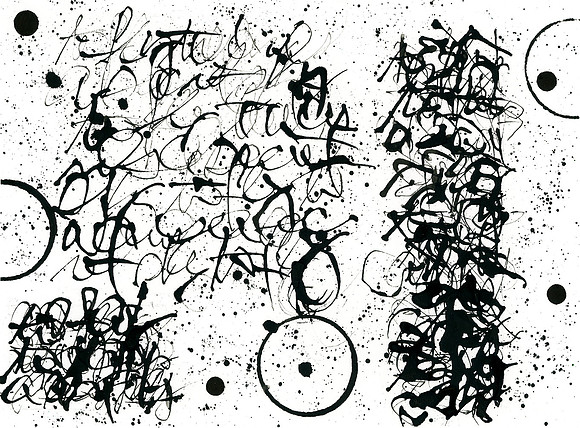 Asemic Writing with Ink on Paper